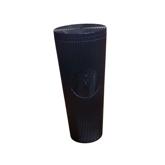 STARBUCKS 2024 Release Black Pleated Metallic 24oz Venti Iced Tumbler - Picture 1 of 4